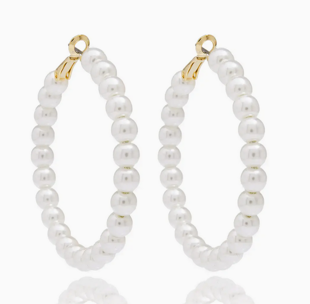 Beaded Pearl Hoop Earring