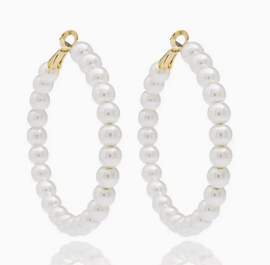 Beaded Pearl Hoop Earring