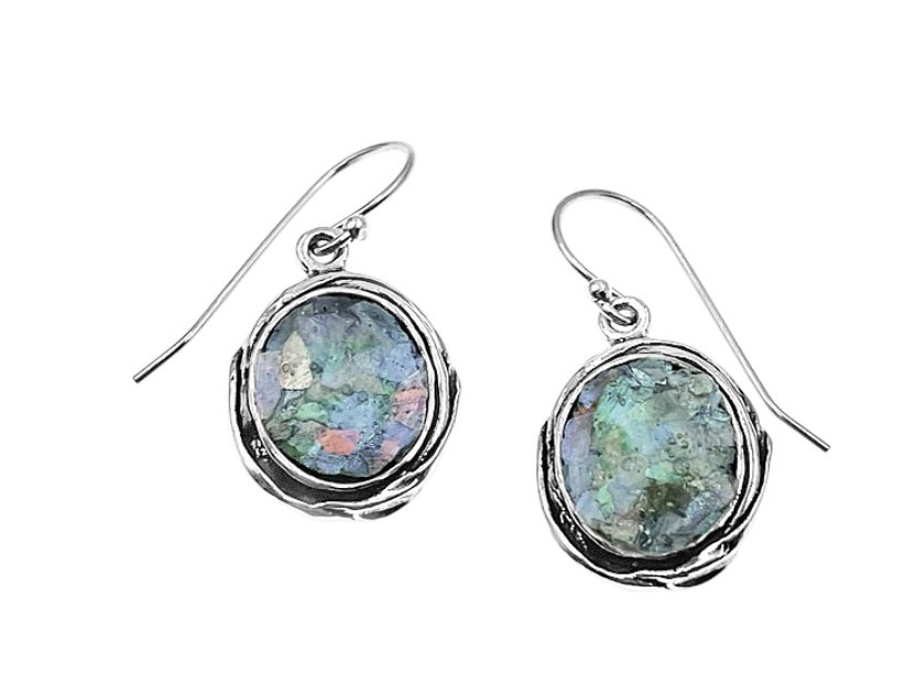 Oval Roman Glass Earrings