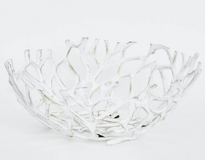 White Coral Basket Bowl