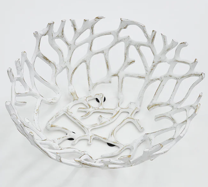 White Coral Basket Bowl