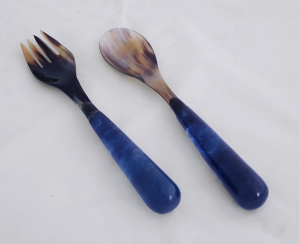 Vida Resin Salad Servers - Dark Blue