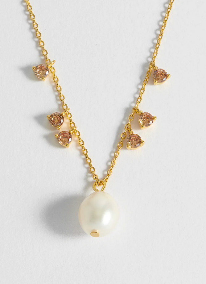 Pearl Orange CZ Necklace