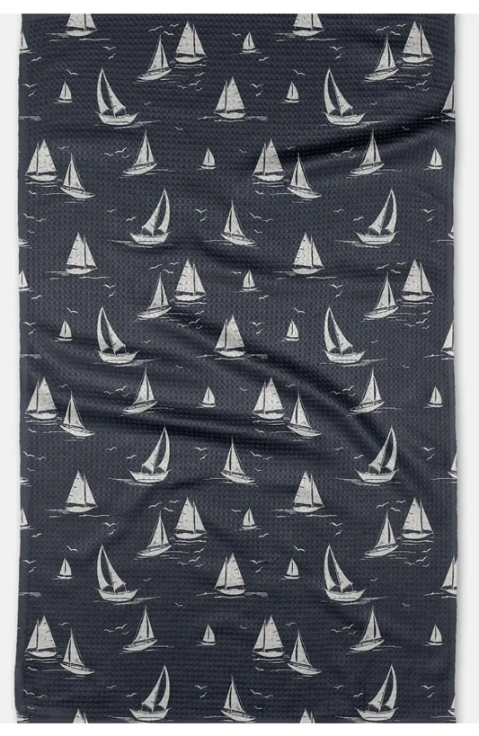 Navy Race Day Tea Towel