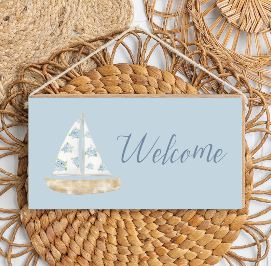 Hydrangea Sailboat Welcome Sign