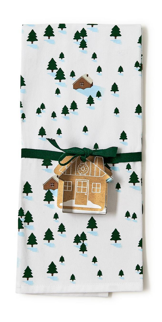 Winter Scene Dish Towel With Cookie Cutter