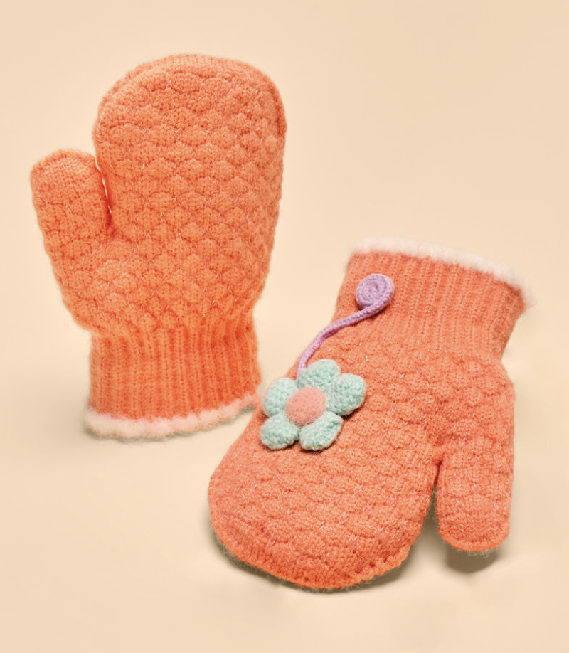 Kids Coral Pansy Mittens