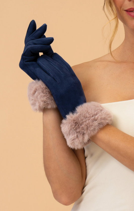 Bettina Gloves - Navy / Taupe