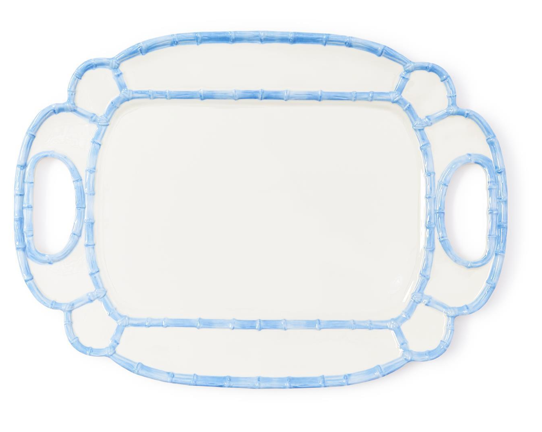 French Blue Melamine Bamboo Platter