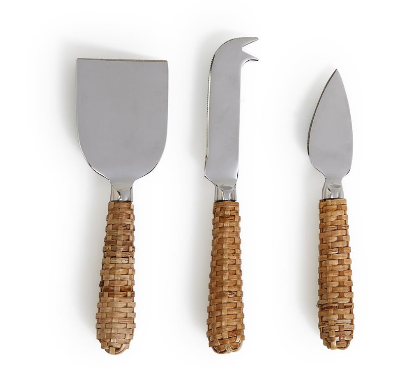 Set/3 Wicker Weave Cheese Knives