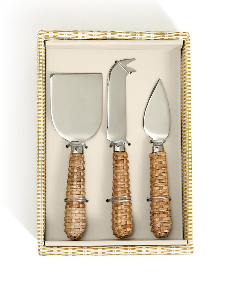 Set/3 Wicker Weave Cheese Knives