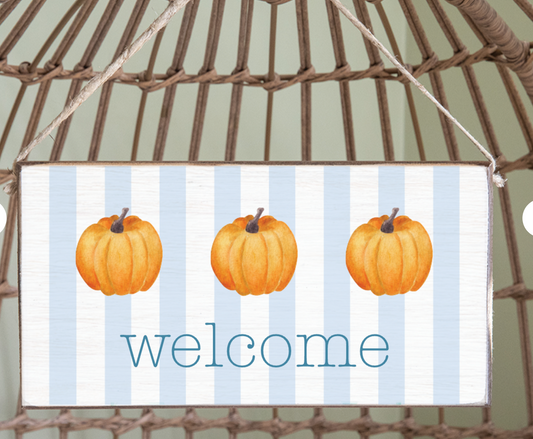 Preppy Pumpkin Sign - Welcome