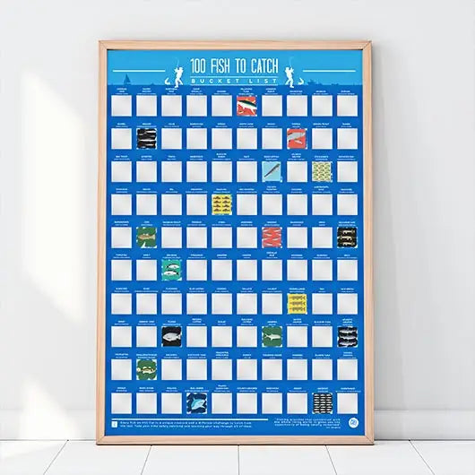 100 Fish To Catch Bucket List Scratch Off Poster