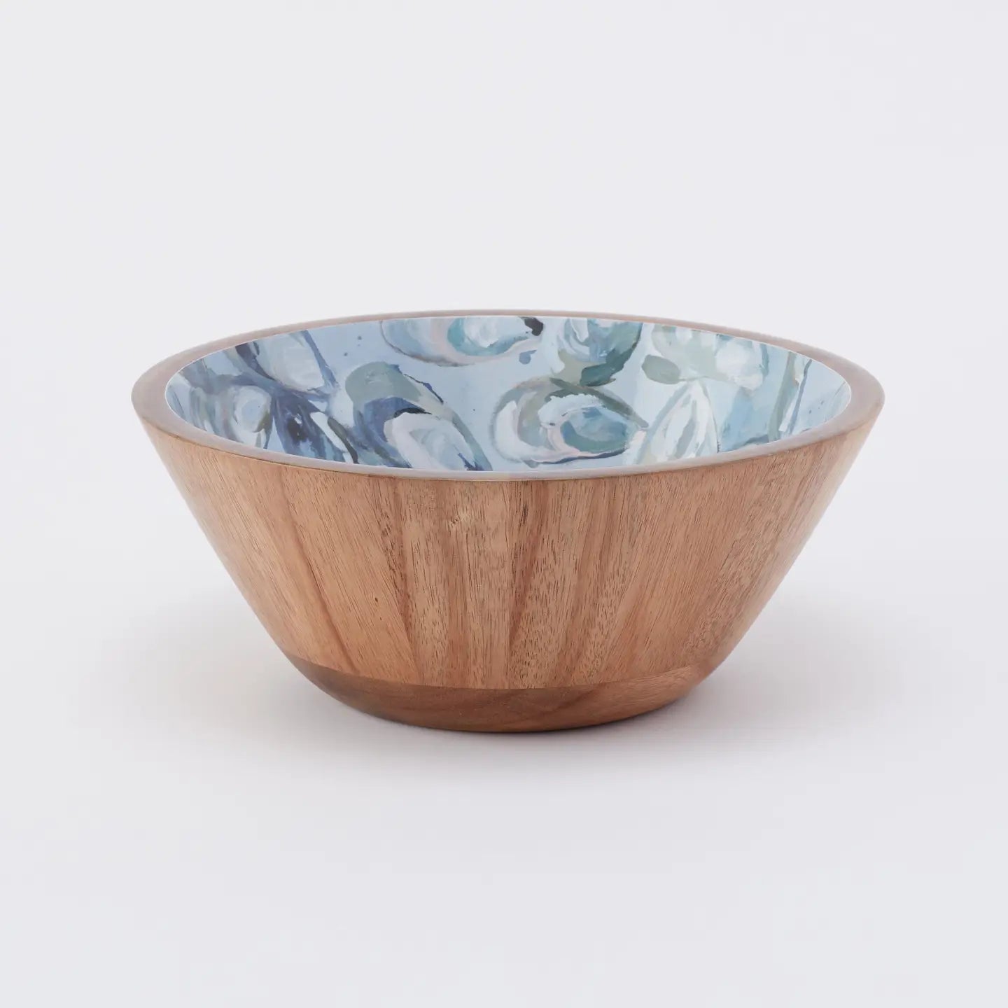 Wooden Bowl - Pewter Shells