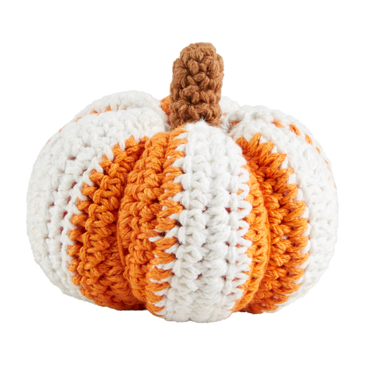 Mini Cream Striped Crochet Pumpkin