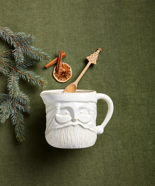 White Christmas Santa Pitcher