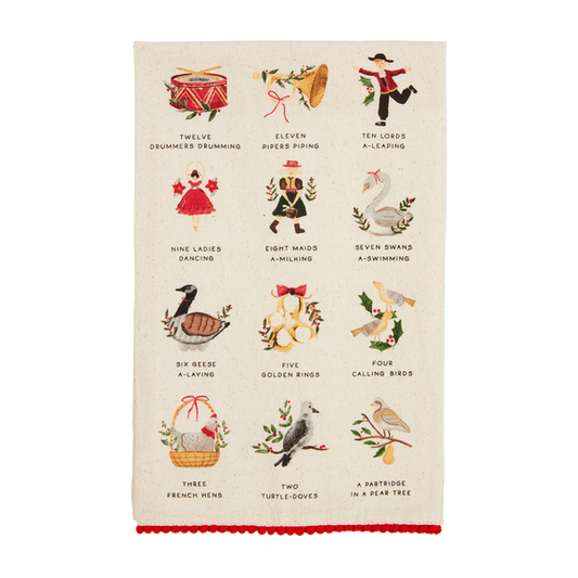 12 Days Of Christmas Printed Dish Towel