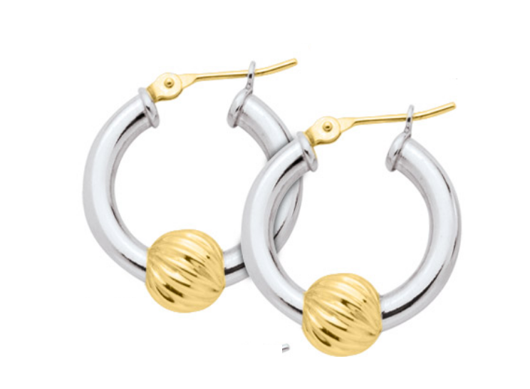 Cape Cod Lestage® Earrings SS With Gold Swirl Bead