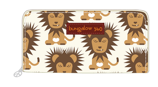 Lion Cotton Canvas Zip Around Wallet