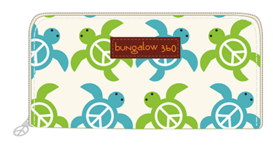 Sea Turtle Cotton Canvas Zip Around Wallet