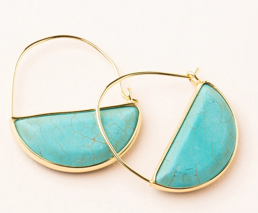 Turquoise/Gold - Stone Prism Hoop