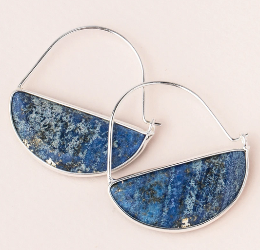 Lapis/Silver - Stone Full Moon Earring