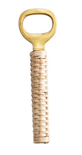 Brass Bottle Opener with Bamboo Wrapped Handle