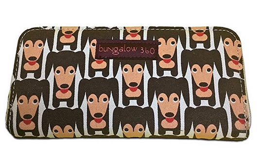 Happy Dog Cotton Canvas Zip Around Wallet