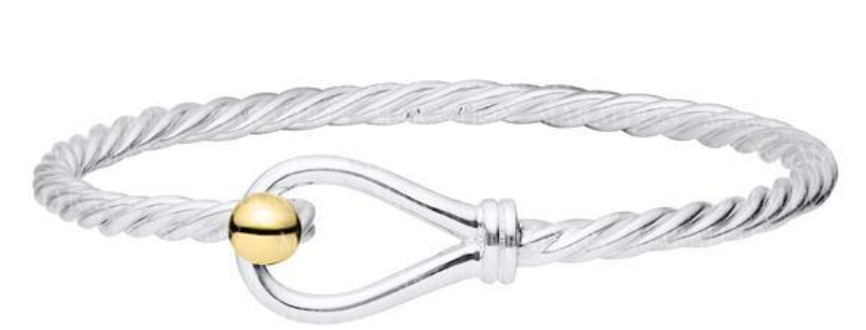 Loop & Ball Twisted Wire 14k & Sterling Silver Bracelet - 6.5"