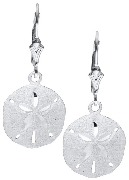 Sand Dollar Sterling Silver Leverback Earring - 14mm