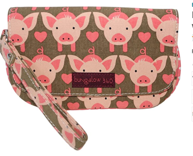 Pig Cotton Canvas Wristlet