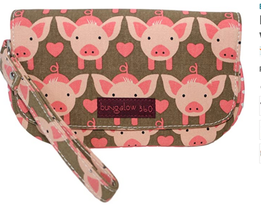 Pig Cotton Canvas Wristlet