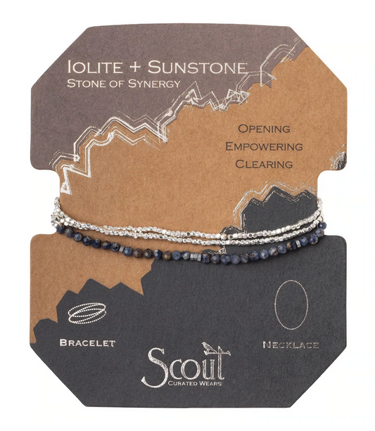 Iolite & Sunstone - Stone of Synergy - Bracelet/Necklace - 20"