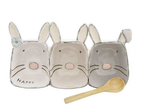 Bunny Triple Dish Set With Spoon