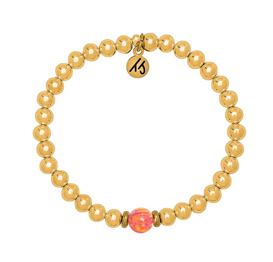 Gold Cape Cod Braclet with Coral Opal Bead