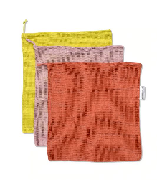 Reusable Produce Bags - Ochre, Pink, & Rose