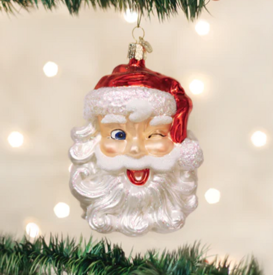 Winking Santa Ornament