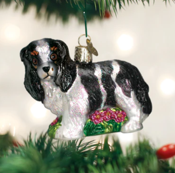 Black & White King Charles Spaniel Ornament