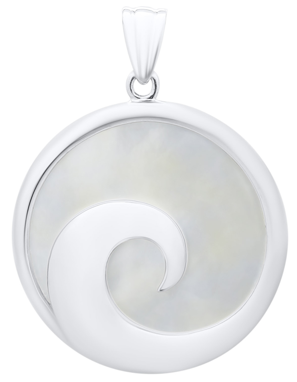 Sterling Silver, Mother Of Pearl Wave Pendant