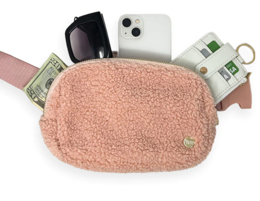 Cozy Blush Sherpa Belt Bag