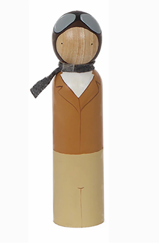 A Female Pilot Wooden Doll