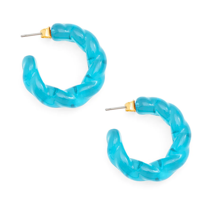 Blue resin hoop fashion earrings