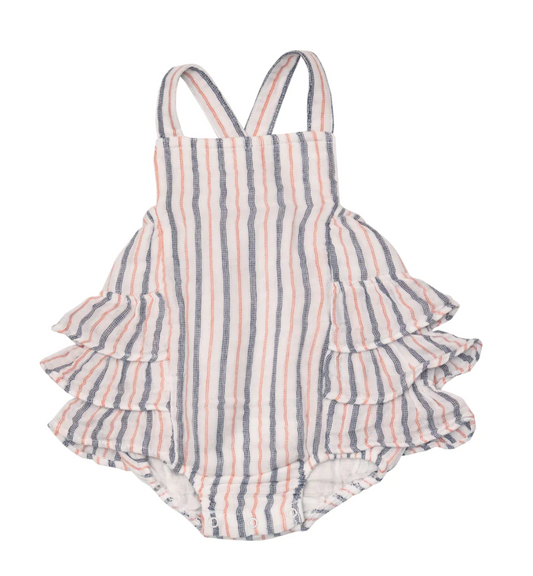 Ruffle Sunsuit - Nautical Stripe