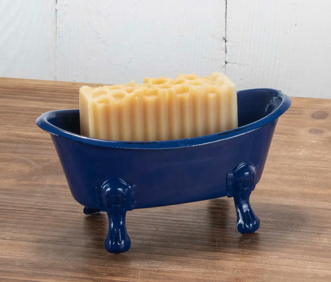 Blue Metal Bathtub Soapdish